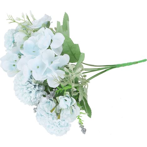 Bouquet de Fleurs Artificielles Bleu Pastel pour Décoration Intérieure, Bureau, Événement et Cadeau (1/5)