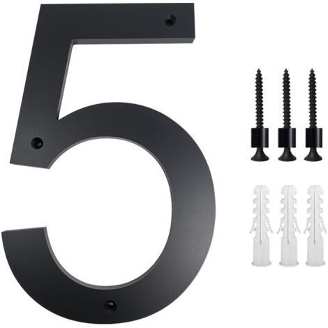 House Number Plaque 10 Inch (5, Black) Modern Door Numbers Sign Plaque Zinc Alloy House Address Numbers (1/5)
