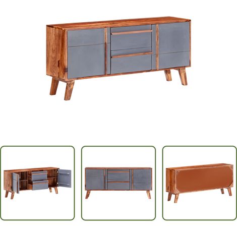 vidaXL Meuble de salle de séjour - Buffet gris 120x30x55 cm bois massif (1/5)