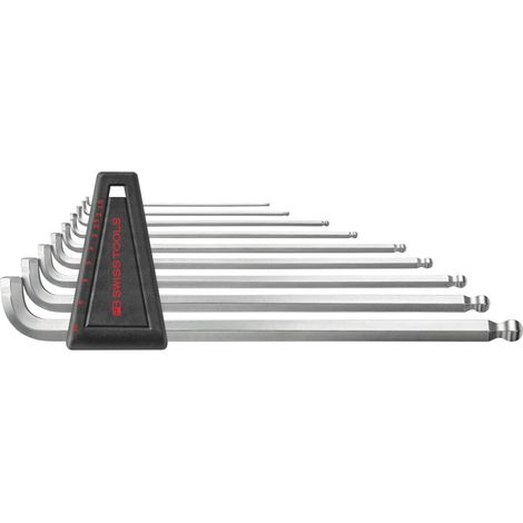 PB Swiss Tools 6-kant-Winkelschraubendreher-Satz 90° - 100° lang, mit Kugelkopf und kurzem Schenkel verchromt