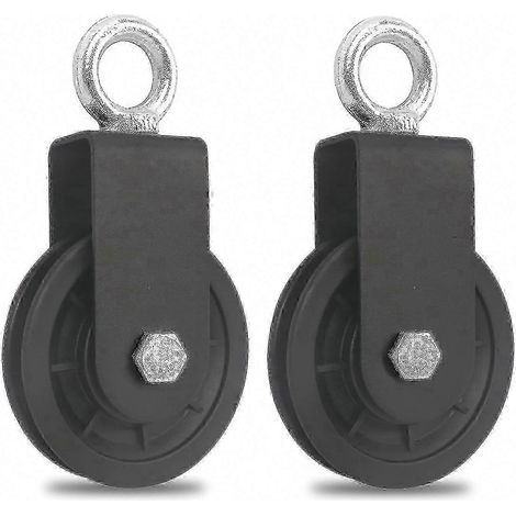 Lot de 2 poulies de 90 mm pour câble métallique, accessoire de levage pour bricolage, capacité de charge de 160 kg (1/5)