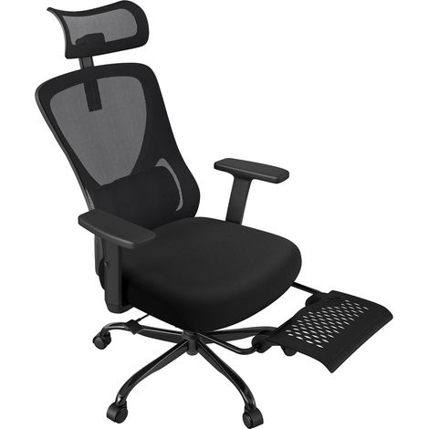 Yaheetech Poltrona/Sedia Ufficio Bloccabile Ergonomica Lombare Ruote Nera