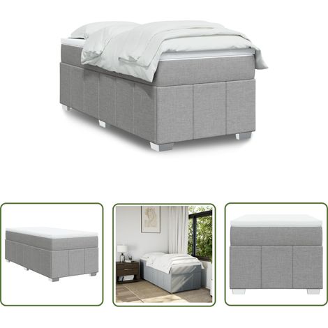 vidaXL Boxspringbett mit Matratze Hellgrau 100x200 cm Stoff