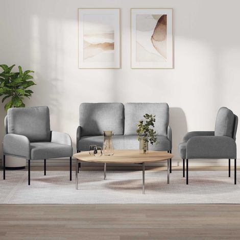 Sofagarnituren 3 pcs Hellgrau 115 x 56 x 80 cm Sperrholz