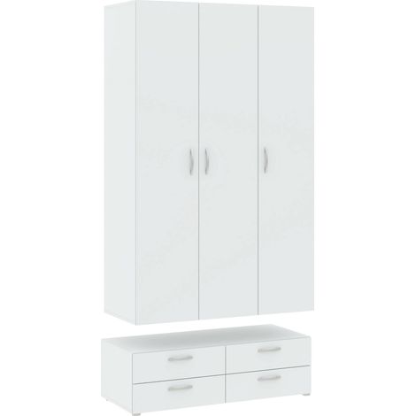 Dmora - Armario 3 puertas Kinsale, Muebles de dormitorio, Vestidor, Armario de ropa, 111x52 h214 cm, Blanco (1/5)