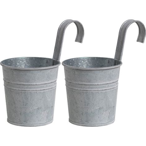 Metall-Pflanzgefäß mit Treppenmotiv, 2-teilig, weißes Blech mit Abflussloch, originelles Design für Büro und Tisch (1/5)