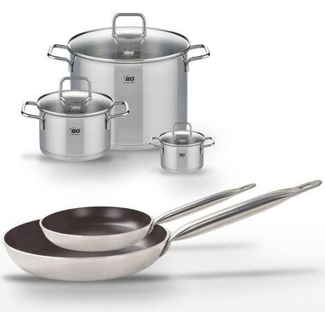 Lot Poêles 24/32 cm avec revêtement céramique sans PFAS & Faitouts 12/20/26 cm Elo Bistro Line Citrin (1/5)