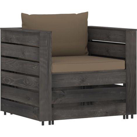 Maison Exclusive - Set Divani da Giardino con Cuscini 2 pz Legno Impregnato Grigio (1/5)