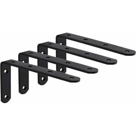 ( 125 X 75 X 3mm 4Pcs Noir)Equerre Étagère Murale avec Vis Support Étagère Mural Support en forme de L Équerre de Fixation pour Étagère Déco Cuisine Chambre Meubles Suspendus Placard (1/5)