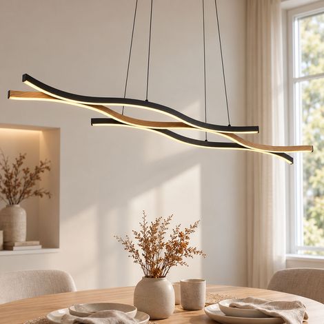 LED Hängeleuchte Wohnzimmerleuchte Höhenverstellbar Schwarz Aluminium L 108 cm (1/5)