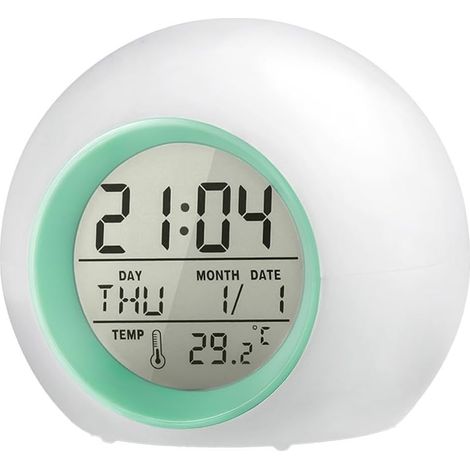 Réveil numérique LED 7 couleurs pour enfants, horloge de table (1/4)