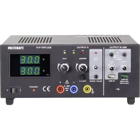 [GEBRAUCHT] B-Ware VOLTCRAFT Labornetzgerät VLP-1303 USB 0-30V 0.01-3A 123W 3 Ausgänge OVP Gerät (1/2)