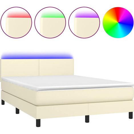 Maison Exclusive - Boxspringbett mit Matratze & LED Creme 140x200 (1/5)