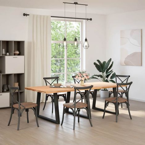 Maison Exclusive - Esstischbeine V-Form 3 Stück Schwarz 90x(72-73