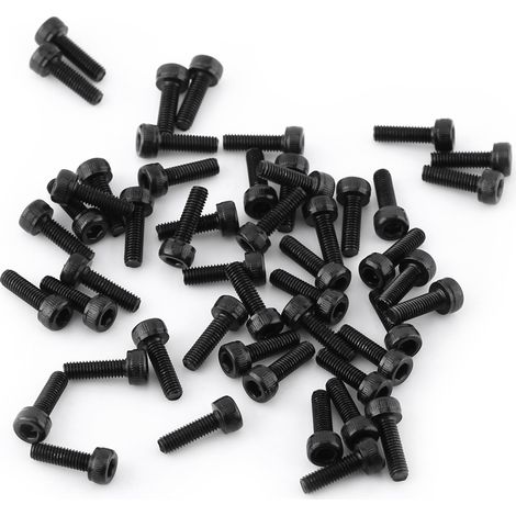 M3 Black Hex Socket Cap Head Screw Bolt Set (M310mm,Fully Threaded,50pcs)