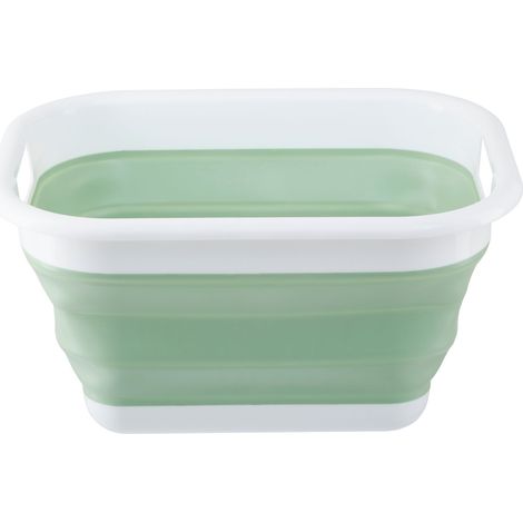 Premier Housewares Collapsible Green White Laundry Basket Multipurpose And Portable Made from Sturdy PP And Eco-friendly Rubber 34 x 24 x 44 (1/5)