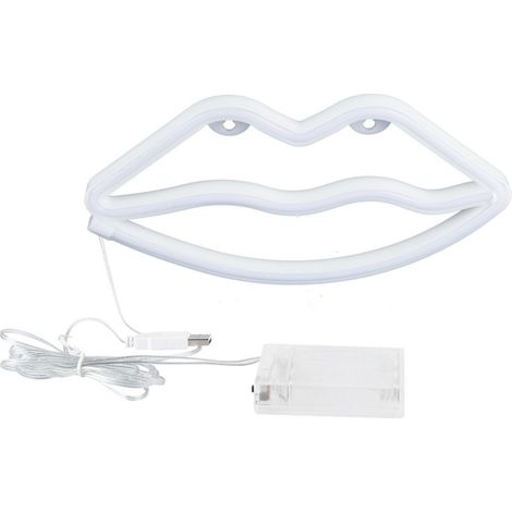 Neon-Leuchtschild „Lippe“ – Dekorative Lampe für Schlafzimmer, Geburtstagsfeier, Bar – USB-/Batteriebetrieben – Rot (1/5)