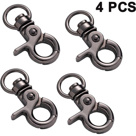 Lot de 4 mousquetons avec articulation pivotante pour laisse de chien, pouvant également servir de porte-clés. (1/5)