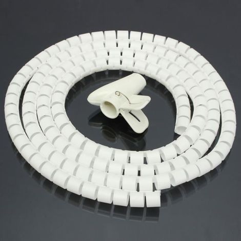 Blanc 2M Ø15mm Gaine Tube Spirale Range Cache Câble Fil Ruban Organisateur-Ywey