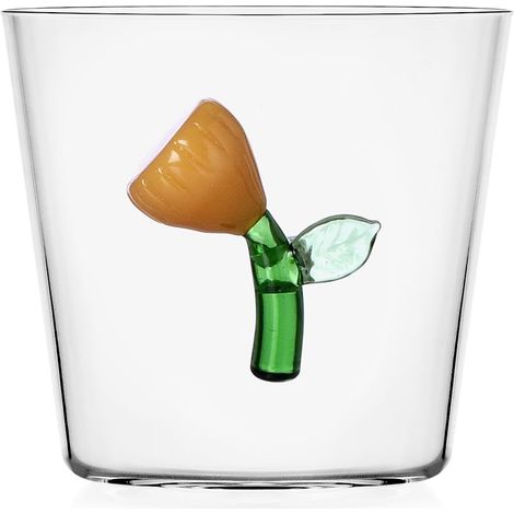 Tumbler, fleur ambre, collection botanique, 35 cl, verre borosilicate, fait main (1/2)