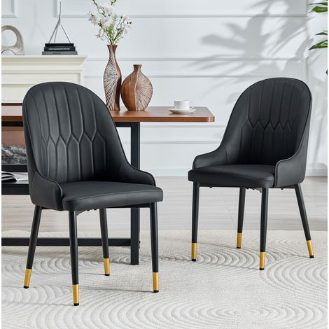 Sedia da pranzo 62,5x62,5x91 cm in similpelle nera, design moderno per cucina FLORAGRACE (1/5)