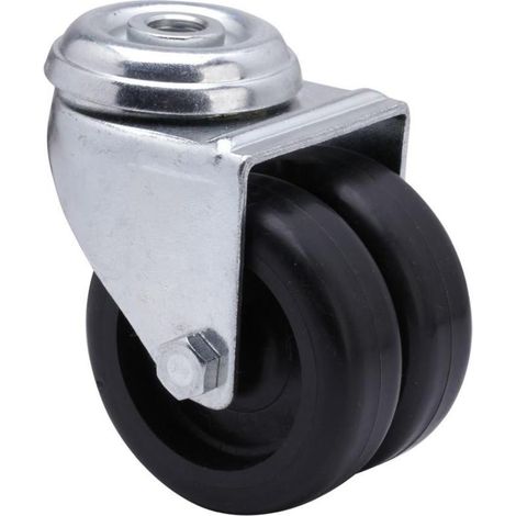 rueda giratora agujero m10 20i75-bp poliamix negro (doble) eje liso (1/2)