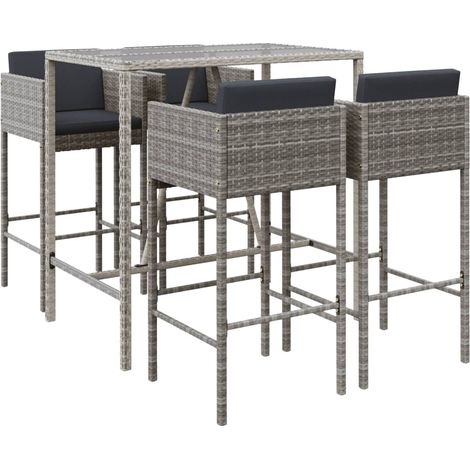 Maison Exclusive - Mesa y taburetes altos jardín 5 piezas y cojin (1/5)