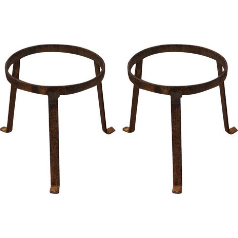 Set 2 Portavasi ferro battuto rotondo 21x21 cm Base Supporto per vasi Estero e Interno Piedistallo per piante Treppiedi piante (1/5)