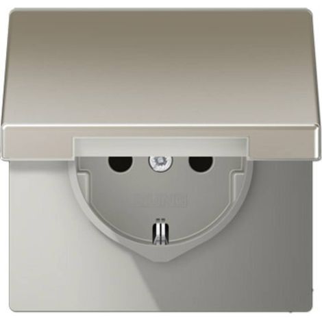 Jung Presa SCHUKO®, 16 A 250 V , SAFETY+, coperchio a cerniera, Serie LS, acciaio inox ES 1520 KIKL