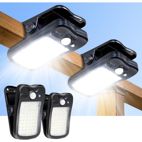 2 pezzi - Illuminazione solare a clip per recinzione - 60 LED 500LM - 3 modalità operative - Sensore di movimento - Resistente all'acqua - Ricaricabile tramite USB - Nero - 2 pezzi (1/5)