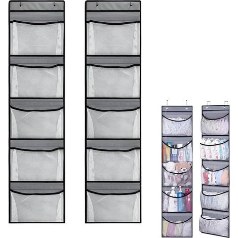 2 Türfächer – 5 Netztaschen – großes Fassungsvermögen – Schlafzimmer/Badezimmer/Kleiderschrank