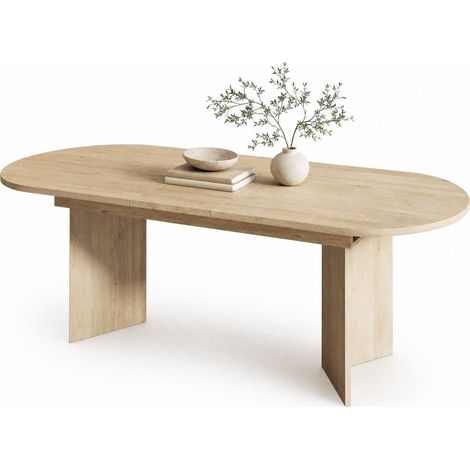 Mesa de comedor extensible 120/160 x 80 cm en MDF color roble (1/5)