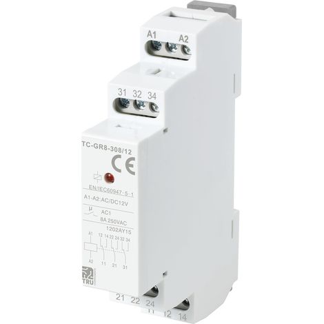 TRU COMPONENTS TC-GR8-308/12 Hilfsschalter  3 Wechsler  12 V/AC, 12 V/DC 8 A    1 St.