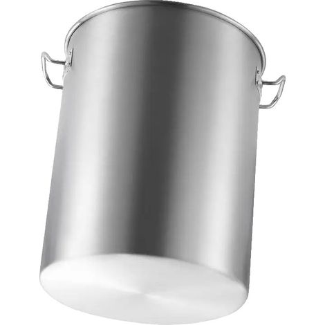 Cacerola de 34 litros de capacidad, de acero inoxidable con acabado pulido, apta para inducción, con tapa incluida. (1/5)