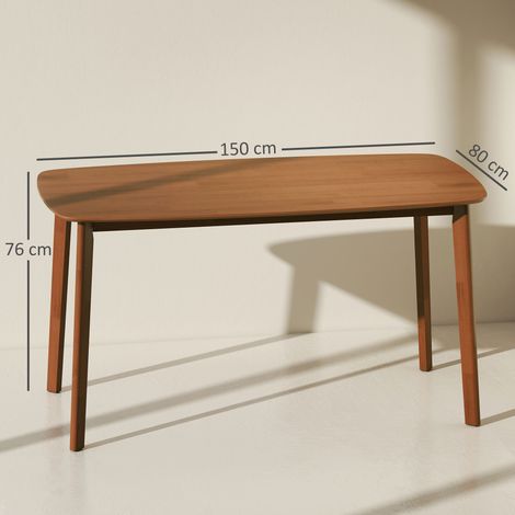 Table de salle à manger, style campagnard, plateau laqué, bois, 150 x 80 cm, marron (1/5)
