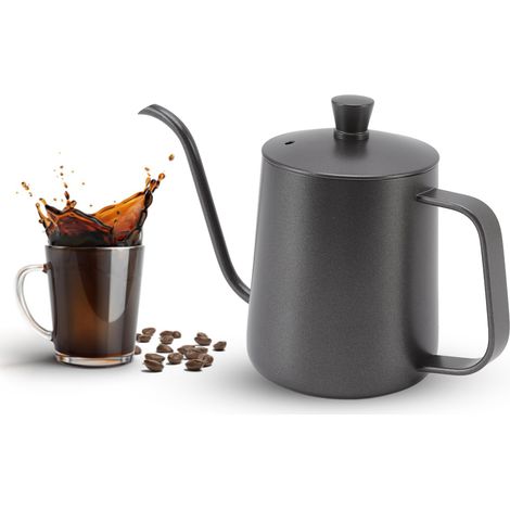 Cafetière à filtre en acier inoxydable et revêtement en téflon, avec couvercle et bec verseur, 350 ml (1/5)