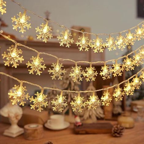Solare LED-Lichterkette 12 m 100 LEDs, 8 Blinkmodi, Außendekoration Schneeflocken Warmlicht für Camping, Weihnachten und Feiertage-lsw