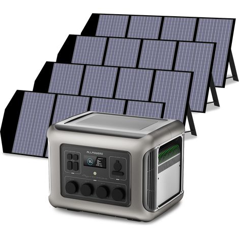 ALLPOWERS R2500 V2 Tragbare Powerstation mit 4x 140W Solarpanel, 1920Wh LiFePO4 Akku, 4 x 2500W AC Ausgänge (5000W Spitze), Solargenerator für Stromausfall, Camping, Wohnmobil, Wohnwagen und Notfälle