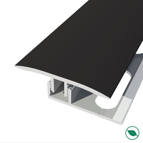 Forestea – Barre de seuil aluminium noir 90 cm – Base joint dilatation – Largeur 3,5 cm – Hauteur 1,7 cm – Pour sols en bois et carrelage (1/2)