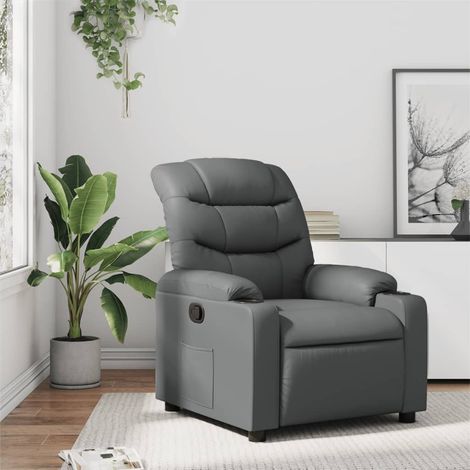 Sillón reclinable de cuero sintético gris vidaXL (1/5)