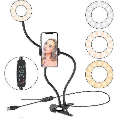 Lampe de bureau à pince, lampe de lecture flexible à 360°, 3 couleurs et 5 niveaux de luminosité réglables, lampe de chevet USB pour protéger les yeux lors des études et du travail, noire (1/4)