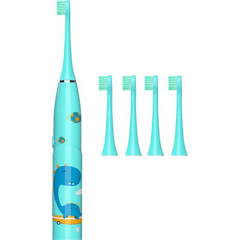 Brosse à dents électrique pour enfants de 2 à 12 ans, brosse à dents électrique pour enfants avec 3 modes, poils souples, rechargeable par USB, minuteur intelligent de 2 minutes (bleue)