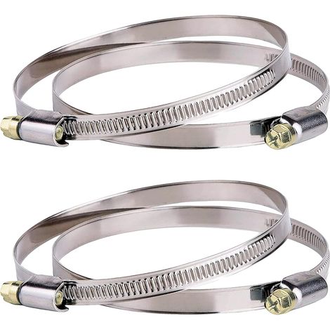 Colliers de serrage Inox - lot de 4 colliers de serrage avec entraînement par vis sans fin, plage de serrage 91-114 mm, largeur de 9 mm pour conduits et gaines de ventilation, VMC et Hotte de 100mm (1/3)