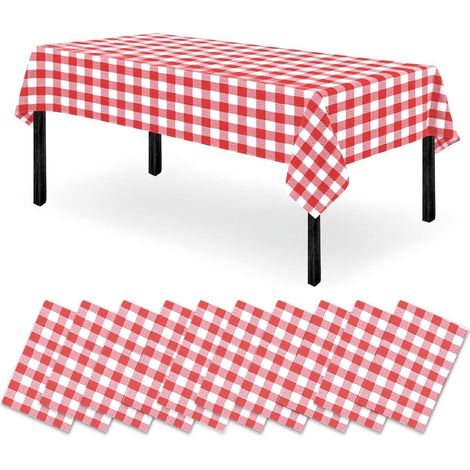 10x nappe lavable 120x180cm rouge à carreaux, robuste & imperméable
