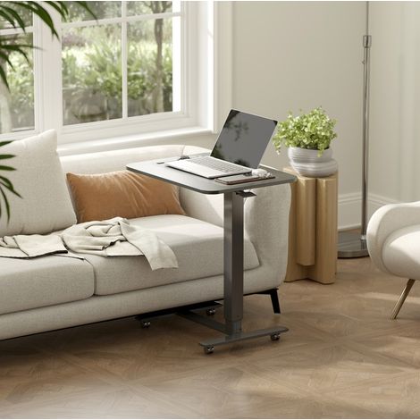 Scrivania regolabile in altezza con 4 ruote 65 x 48 x 73-110 cm nera OKWISH (1/5)
