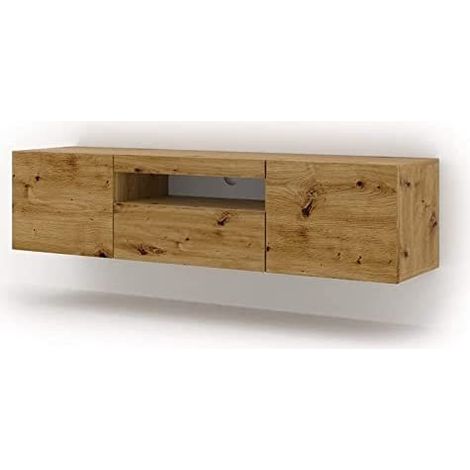 Aura Meuble TV bas universel 150 cm à suspendre ou à poser TV Armoire Hi-fi (chêne artisan sans LED) (1/5)