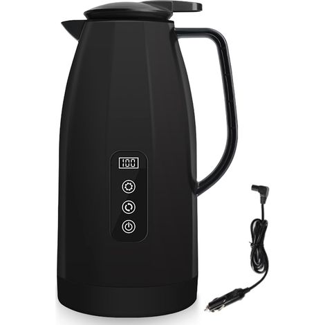 Bouilloire de voiture 12-24 V, distributeur d'eau chaude portable en acier inoxydable de 1,2 litre avec allume-cigare 12/24 volts pour le camping, les voyages, le café, le thé et les aliments pour béb (1/5)