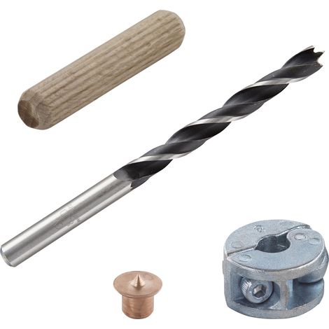 WOLFCRAFT - SET PER ESEGUIRE SPINATURE, SPINE DN. 8 MM. PUNTA PER LEGNO E ARRESTO DI PROFONDITA' 2917000 (1/4)