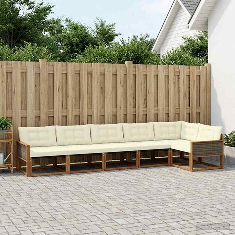 vidaXL Set di divani da esterno con cuscino 6 pcs Naturale e (1/5)