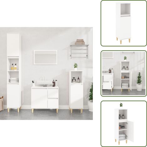 Armoire de salle de bain blanc 30x30x100 cm bois d'ingénierie - Meuble De Salle De Bain - Armoire De Salle De Bain - Rangement Salle De Bain - Commode Salle De Bain - Design Moderne (1/5)